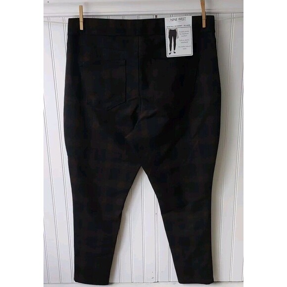 🆕‎ NINE WEST Womens Stretch Skinny Jeans Jeggings Pull On Plaid Black Brown XXL - Picture 6 of 13